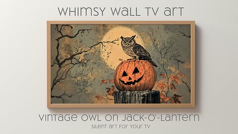 Vintage Owl on Jack o' Lantern: Silent Art For Your TV | Frame TV Art | CanvasTV Art | Halloween 4K