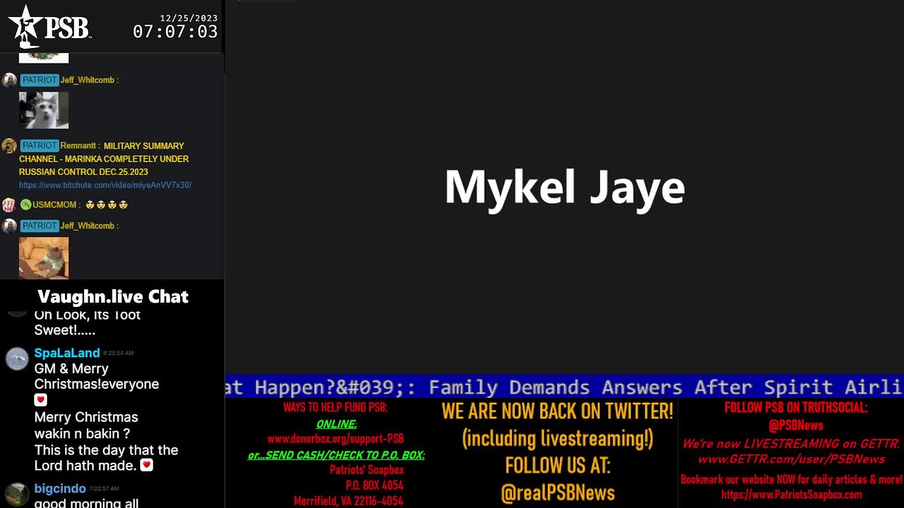 2023-12-25 07:00 EST - Patriots Soapbox AM: with MykelJaye, SkyeBreeze