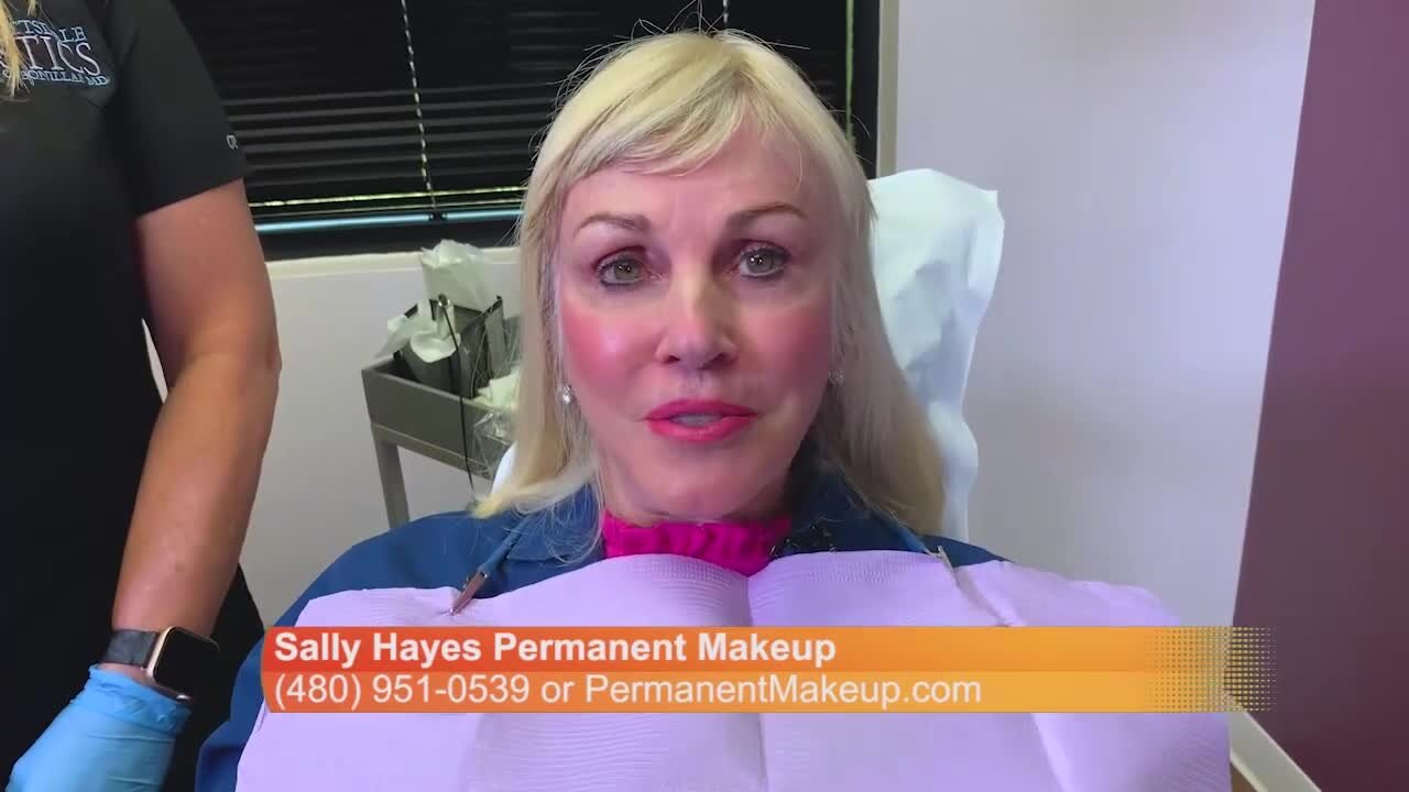 Sally Hayes is now the client! Sally is getting her eye brows done with permanent makeup