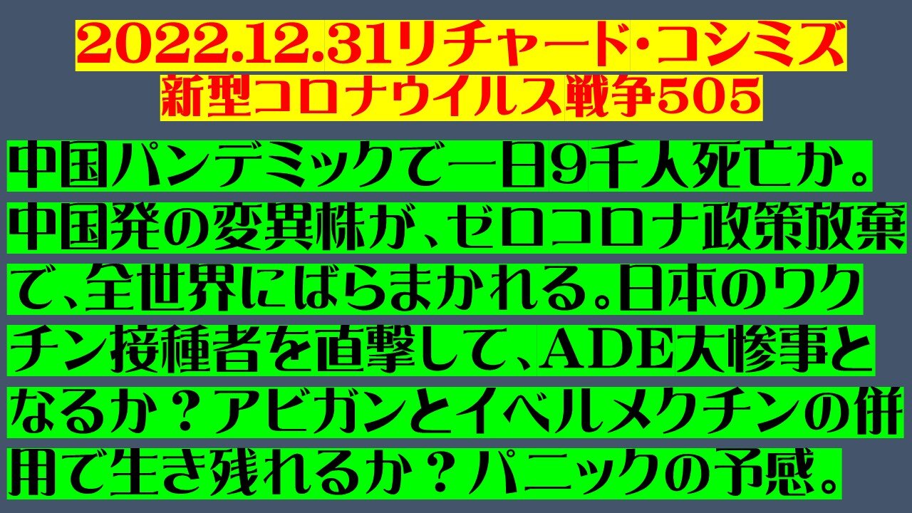 2022.12.３１リチャード・コシミズ 新型コロナウイルス戦争５０５