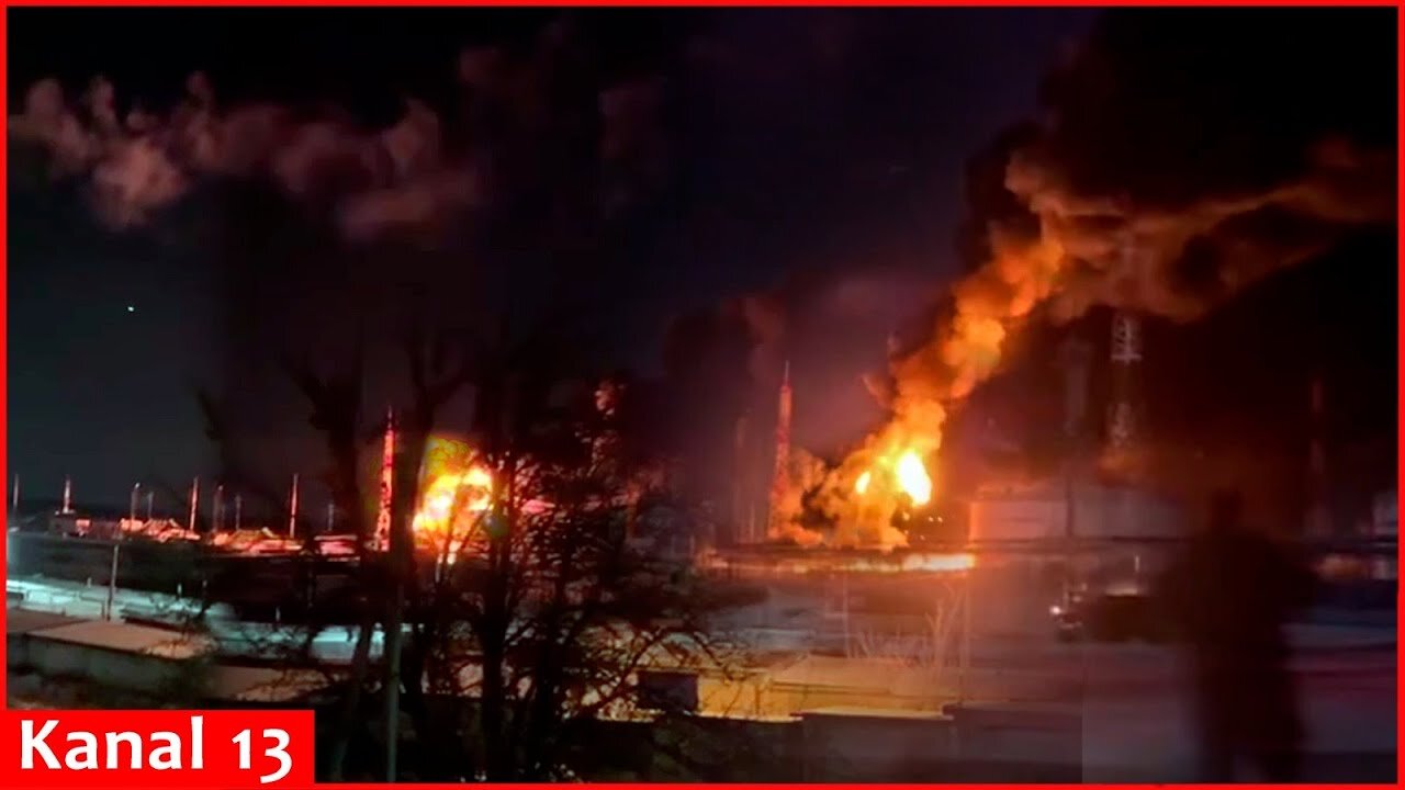 Fierce fire and explosion at oil base on Russian city of Oryol after Ukrainian drone attack