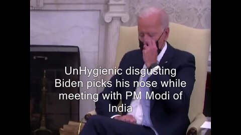 Biden picks his nose AGAIN in a meeting with a world leader. Unhygienic, and disgusting. Primitive