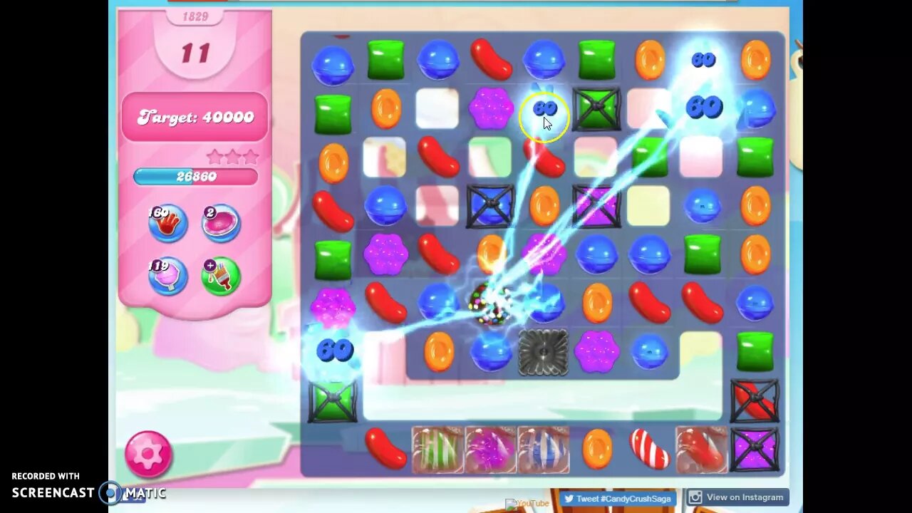 Candy Crush Level 1829 Audio Talkthrough, 1 Star 0 Boosters