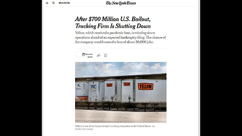 After $700 Million U.S. Bailout, Yellow Freight planning to file for bankruptcy