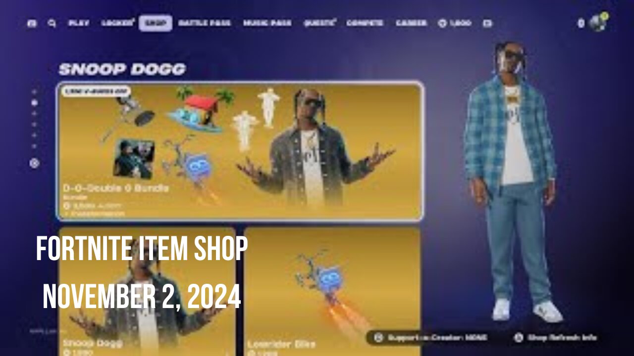 Fortnite Item Shop|November 2, 2024(*New* Snoop Dogg Bundle & More!)