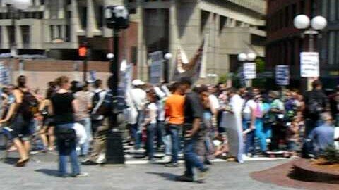 The Crowd in front of City Hall.AVI