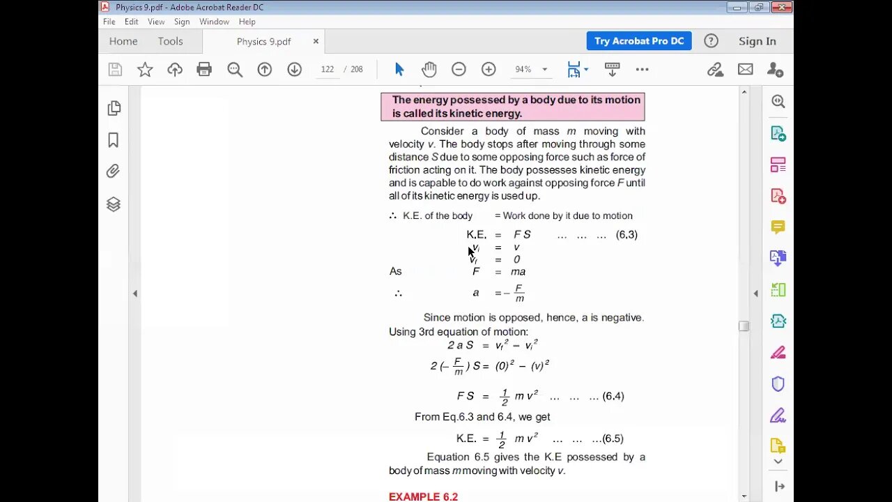 PHYSICS Class 8th CH#6Kinetic Energy