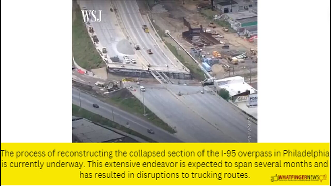 The process of reconstructing the collapsed section of the I-95 overpass in Philadelphia