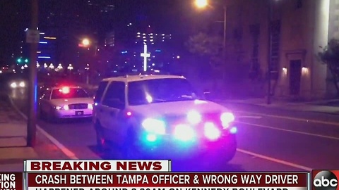 Crash between Tampa officer and wrong way driver