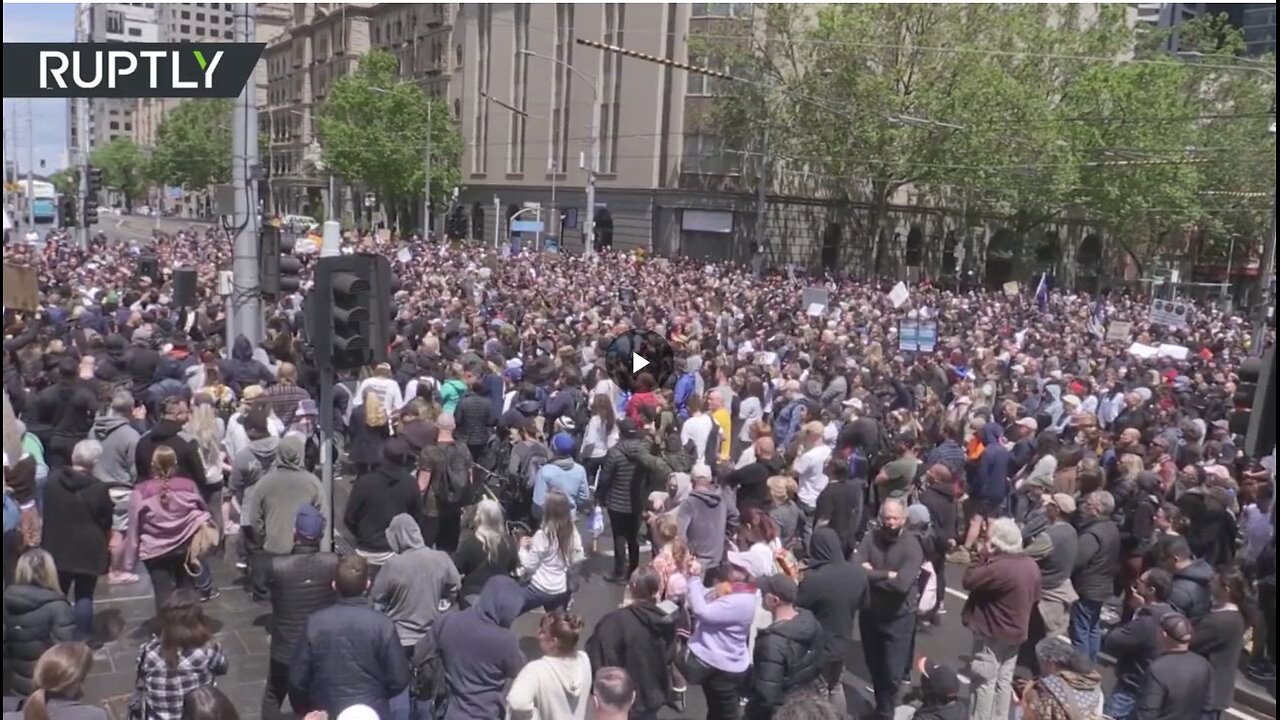 Huge crowd protests in Melbourne, Australia against Covid vaccine mandates