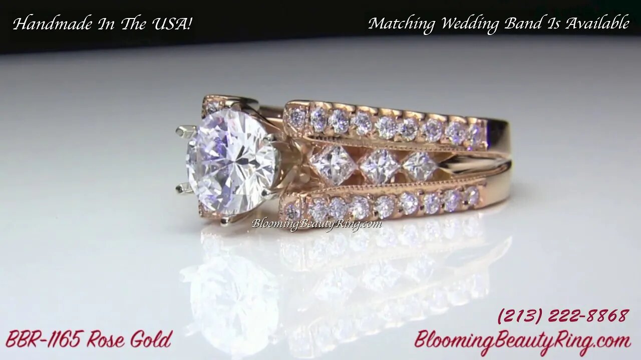 Diamond Engagement Ring BBR-1165E In Rose Gold By BloomingBeautyRing.com