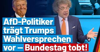 AfD Matthias Moosdorf trägt Trumps Wahlversprechen vor - Bundestag tobt!