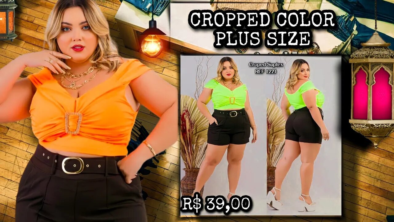 ✔️ CROPPED COLOR PLUS SIZE OU SHORT PRETO COM CINTO