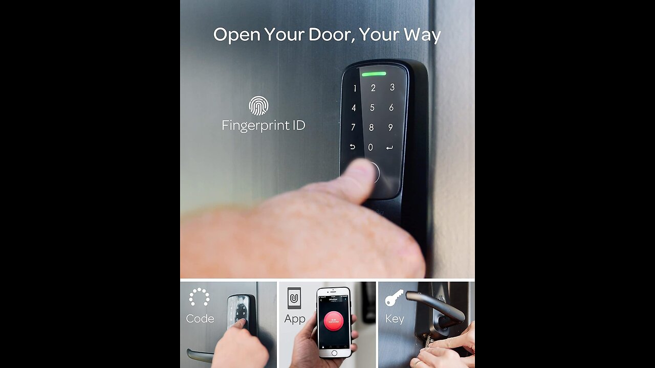 ULTRALOQ Latch 5 World's First Built in WiFi Smart Lock (Black) with Fingerprint ID
