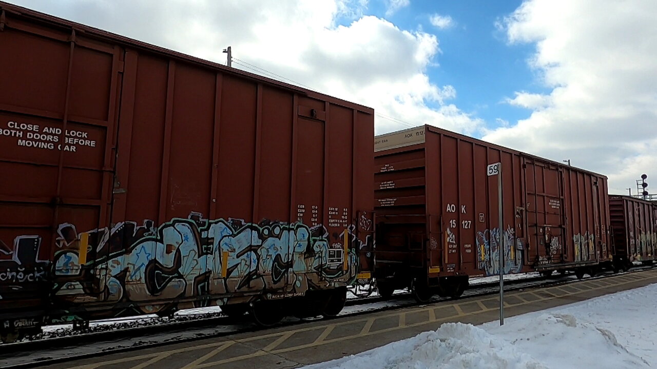 CN 3138 & CN 2839 Engines Manifest Train East In Ontario