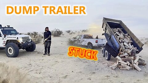 Firewood Delivery Guy gets STUCK in DEEP SAND - OFFROAD RECOVERY with Jeep Camper