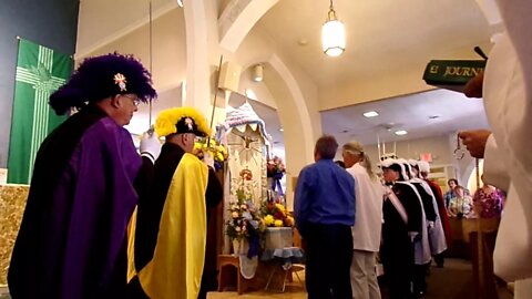 Banner of Madonna Della Cava Enters the Church 8 13 17 Fitchburg ma