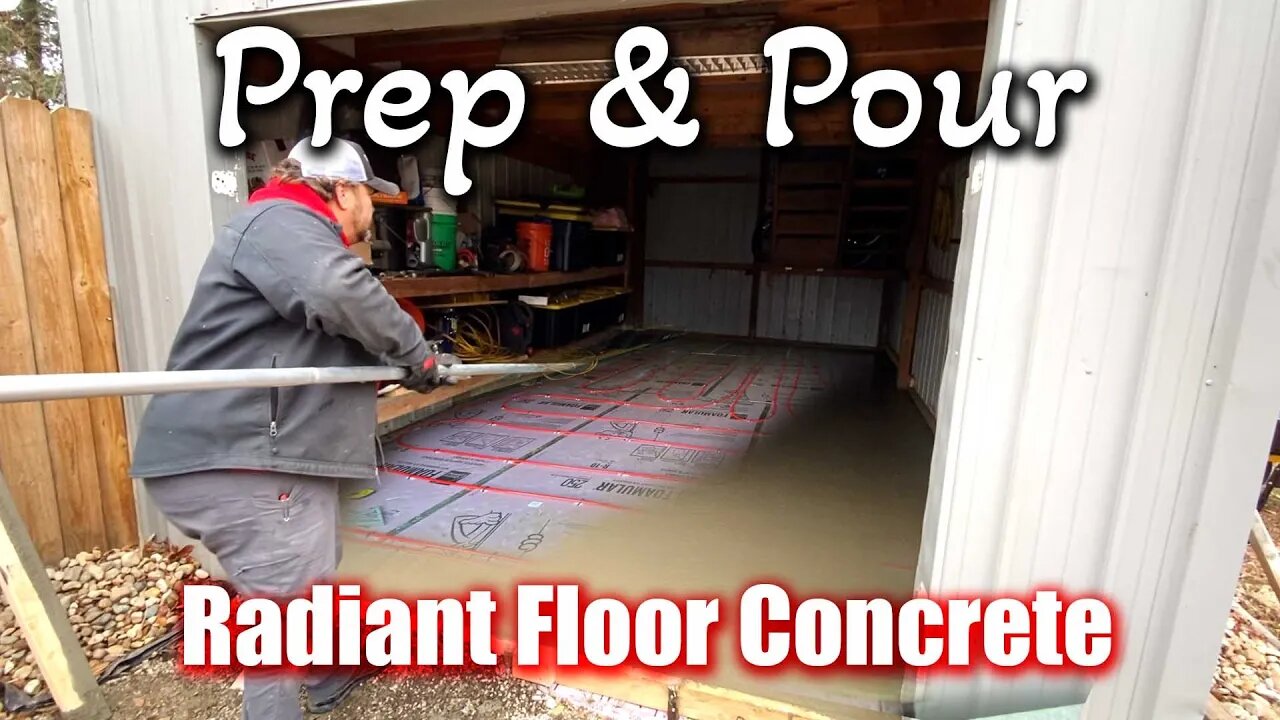 Prep & Pour of Radiant Heat Pex Concrete In Shed Shop