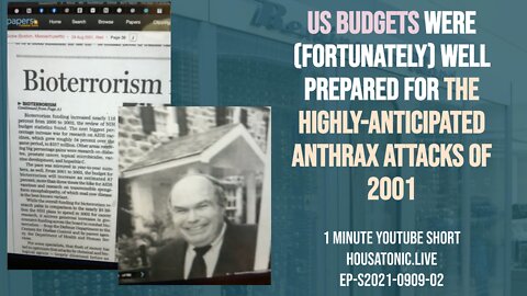 US budgets were (fortunately) well prepared for the highly-anticipated anthrax attacks of 2001