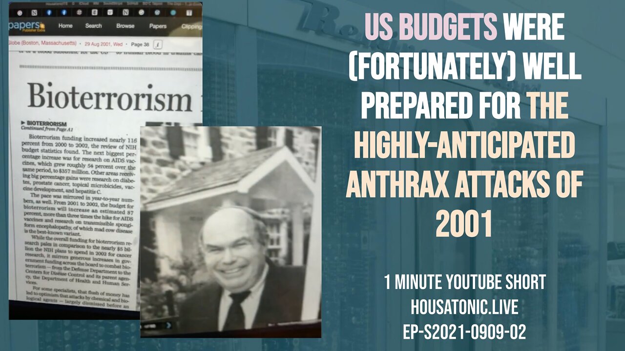US budgets were (fortunately) well prepared for the highly-anticipated anthrax attacks of 2001