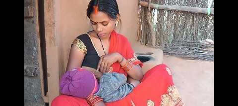 Cute baby feeding vlog Village Life aadiwashi india