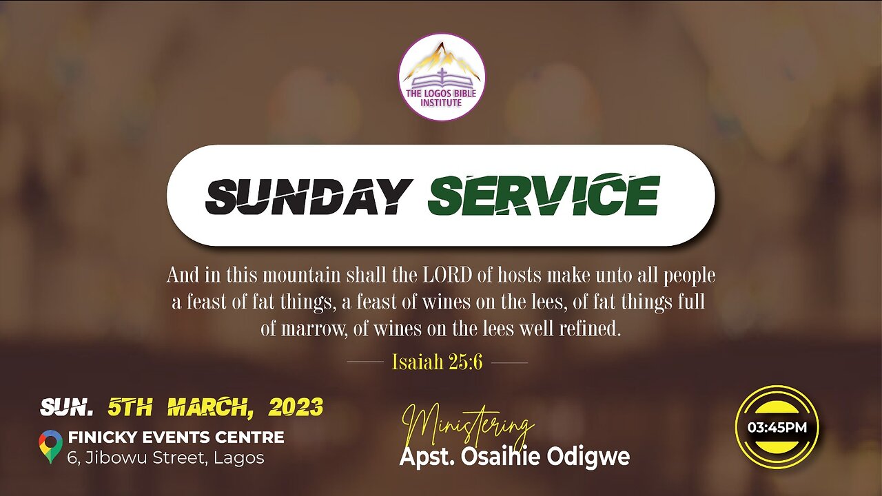 SUNDAY 2023-03-05 - A PROPHETIC MINISTRATION OF THE COMFORT OF THE LORD - APOSTLE OSAIHIE ODIGWE