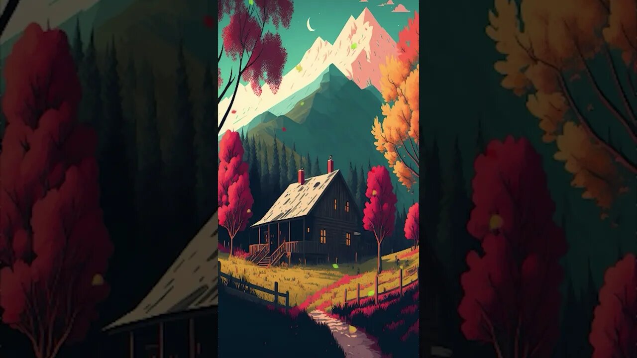 #autumn #treehouse #tree #house #landscape #fall #colorful #digitalart #art #ringtone #mountains