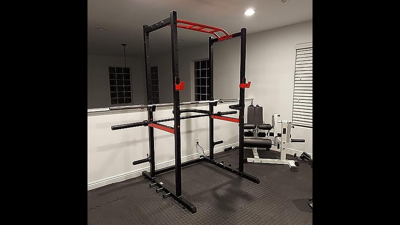 Sunny Health & Fitness Power Rack and Cage Add-on Attachment Accessory: Bar Holder, Dip Bars, J...