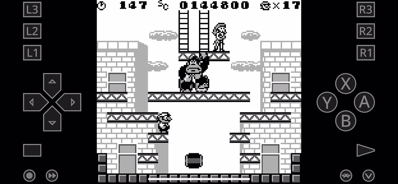 Donkey Kong 1994 game boy emulator BIG-CITY STAGE 1-8 (18s)