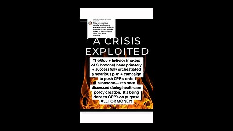 The Gov + Indivior successfully implemented nefarious plan + campaign to push CPP's onto suboxone