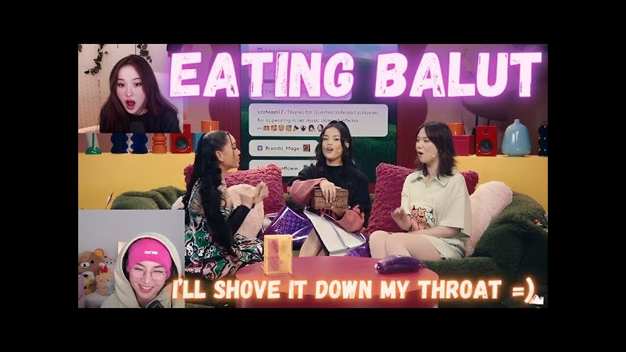 Tinakitten & Kyedae reacts to Valkyrae, Jodi and Bella Poarch eating BALUT | OfflineTV | Roomies