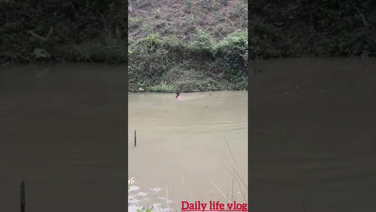 he is catching fish