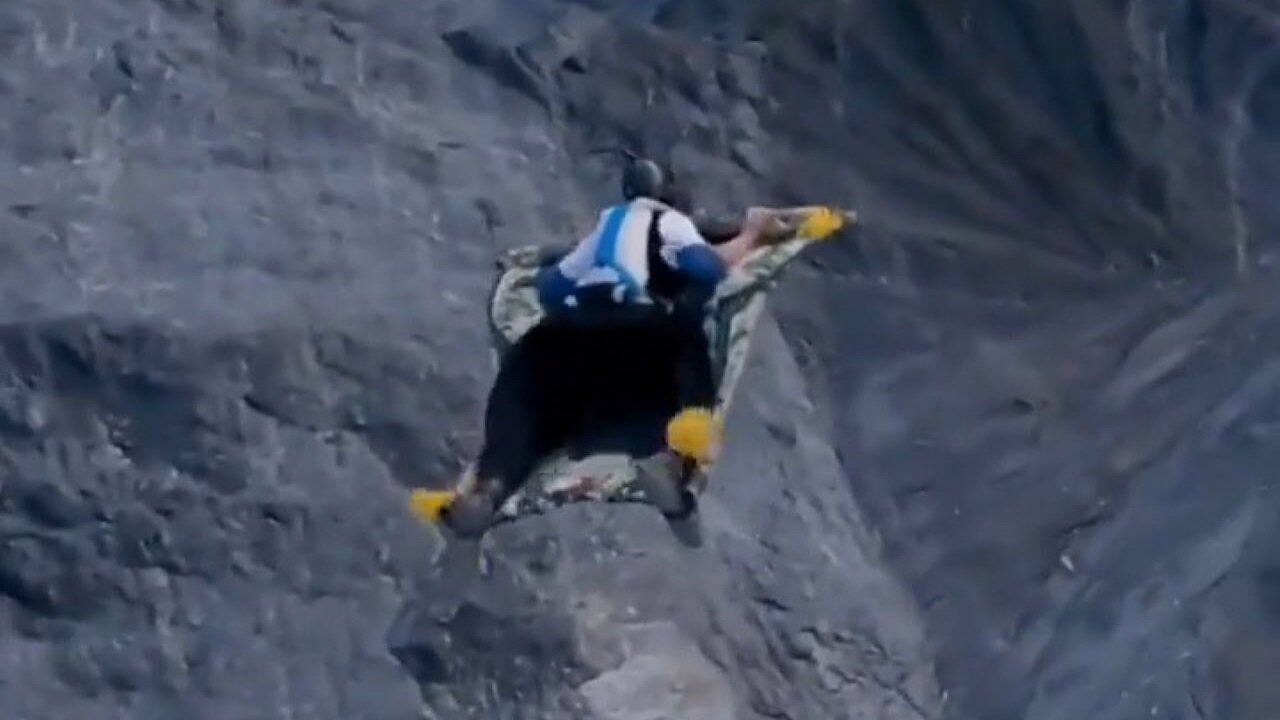 Damn! Base Jumper Uses A Carpet And Rides It Like A Scene Out Of Aladdin