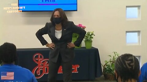 VP Harris entertains at vaccination center.