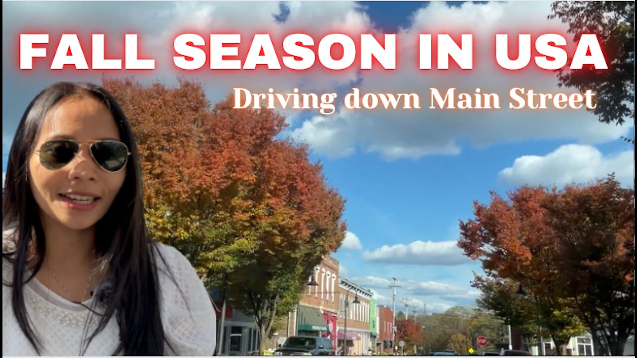 The Fall Season in USA - Driving down the Main Street