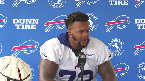 Bills Training Camp Day Four: Dion Dawkins speaks at press conference