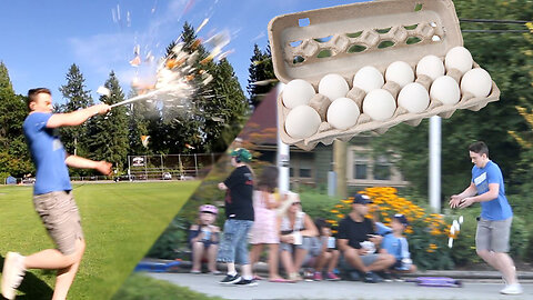 THROWING EGGS AT STRANGERS