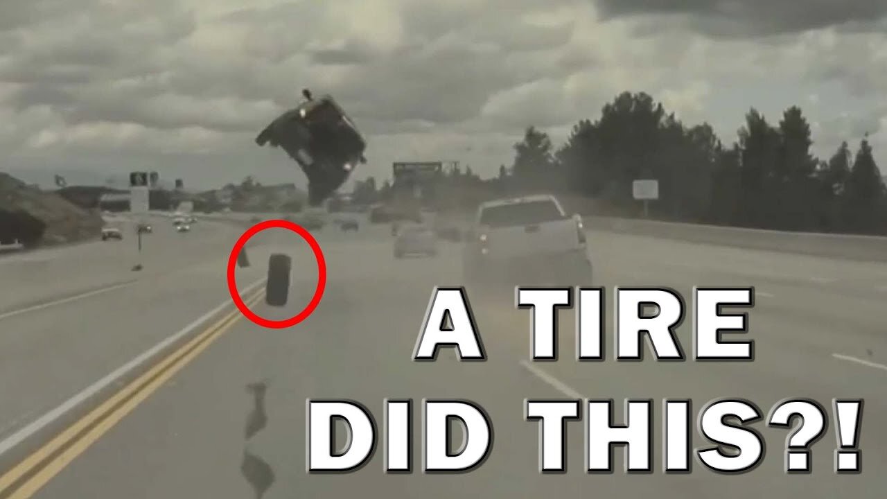 Loose Tire On Highway Flips Car Into The Air On Video - LEO Round Table S08E45