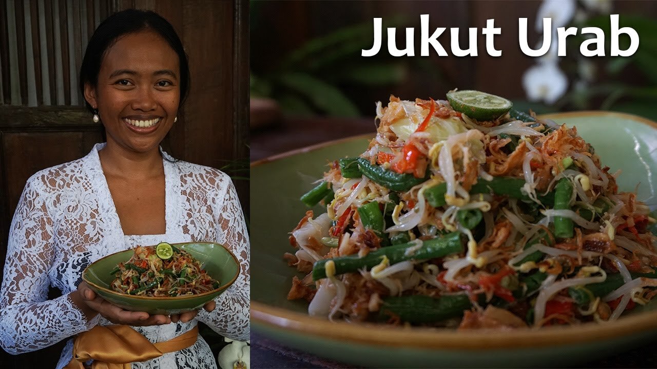 Jukut Urab, Balinese style Vegetables with Fresh Grated Coconut and Sambal