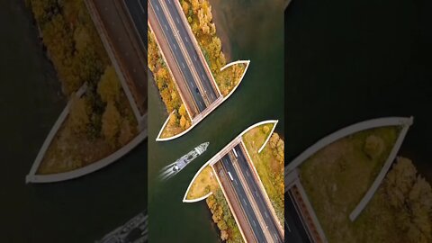 Breathtaking overpass channel with underground road ⛵🛥️ #shorts #bridge