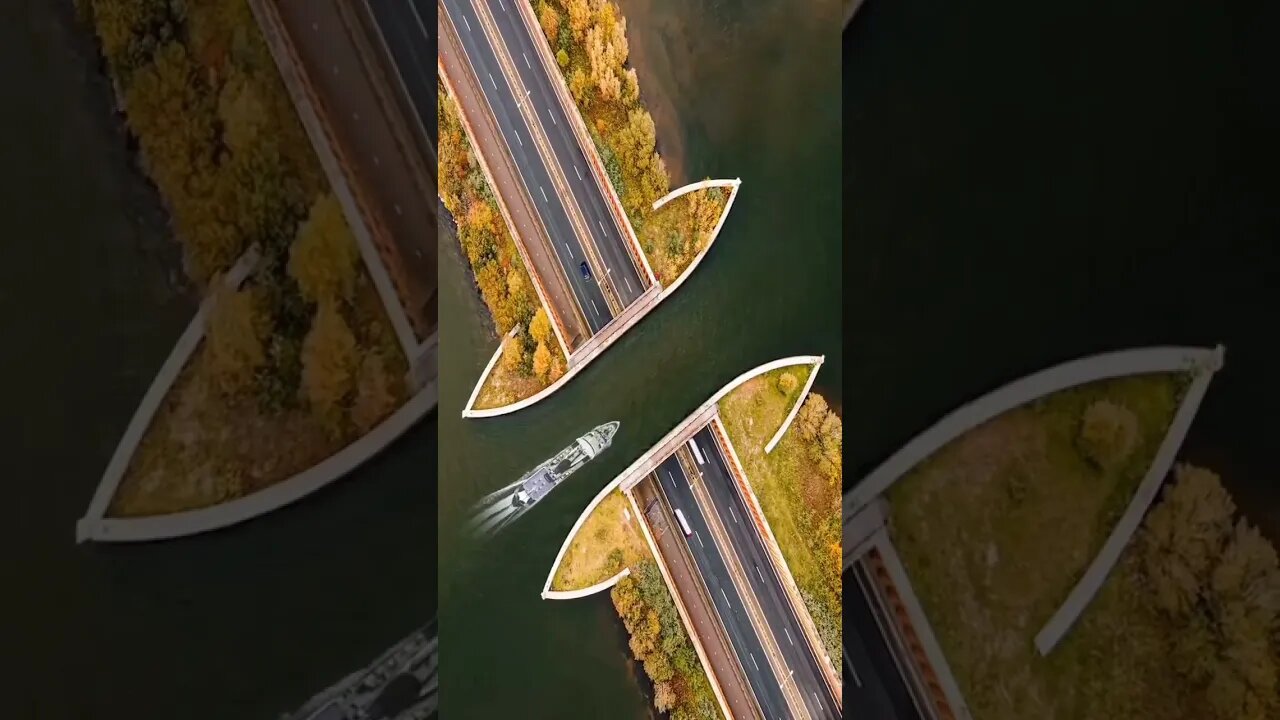 Breathtaking overpass channel with underground road ⛵🛥️ #shorts #bridge