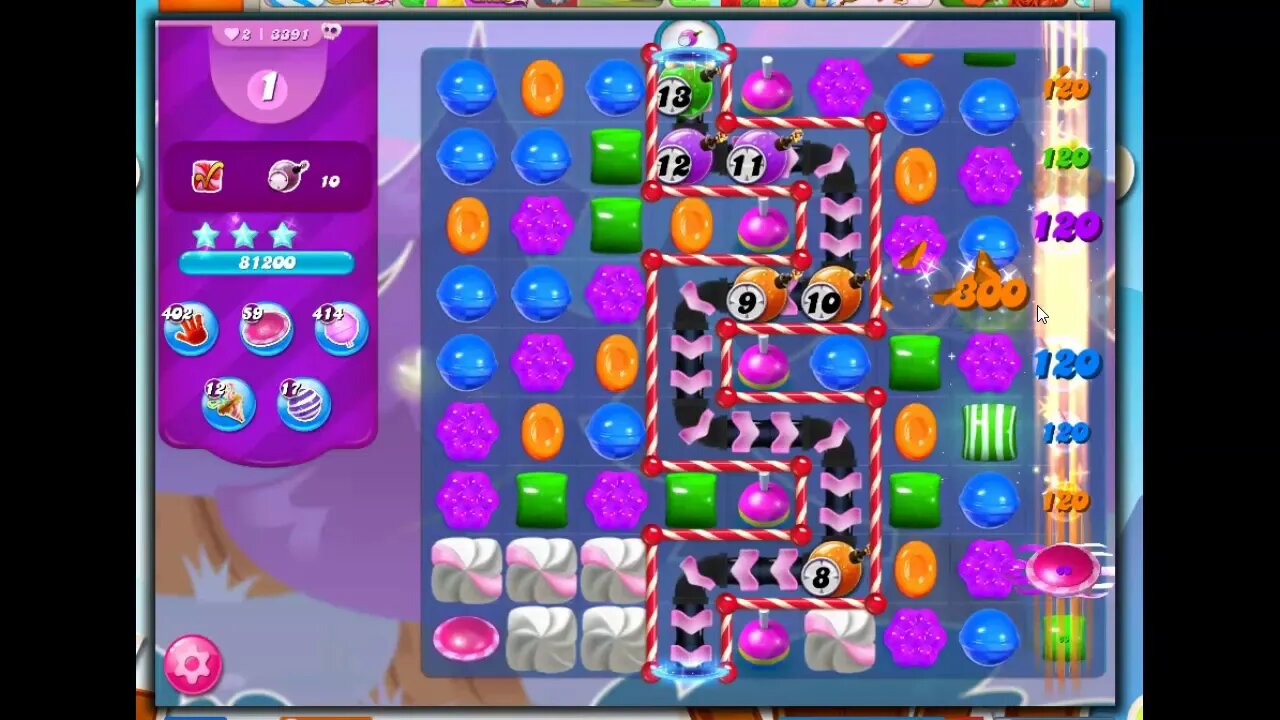 Candy Crush Level 3391 Talkthrough, 13 Moves 0 Boosters