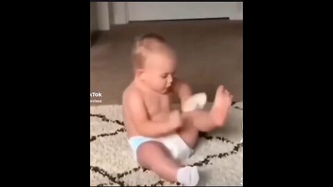 Baby Trying To Put On His Sock 😂😂😂 #Funny #FunnyBaby