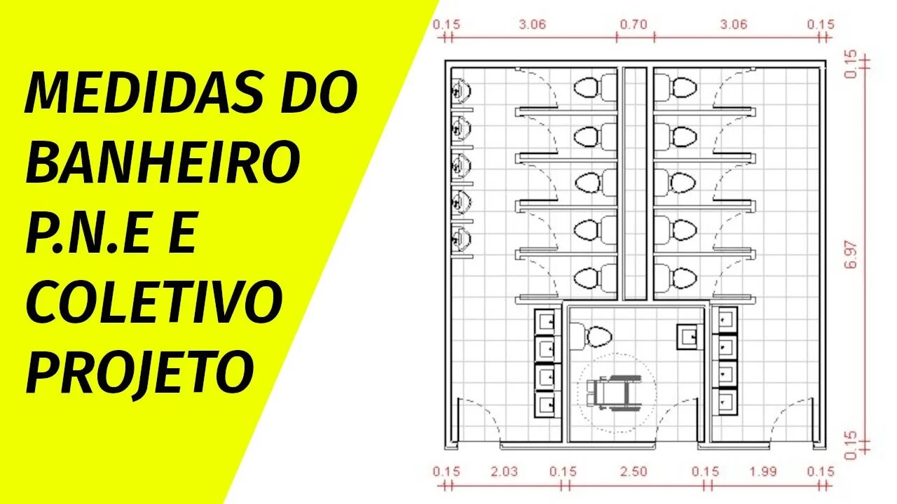 Medidas de banheiro publico P N E coletivo