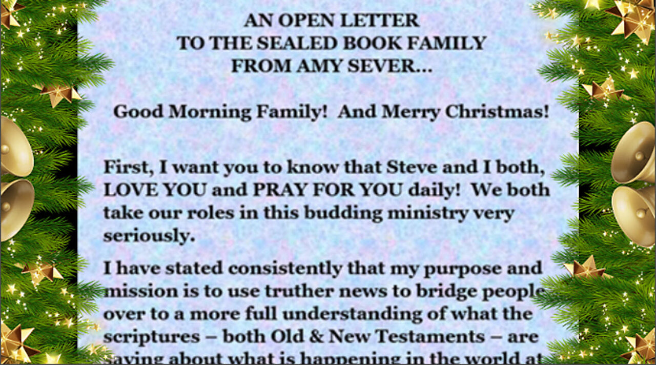 12-22-23 AN OPEN LETTER TO THE SEALED BOOK FAMILY FROM AMY SEVER