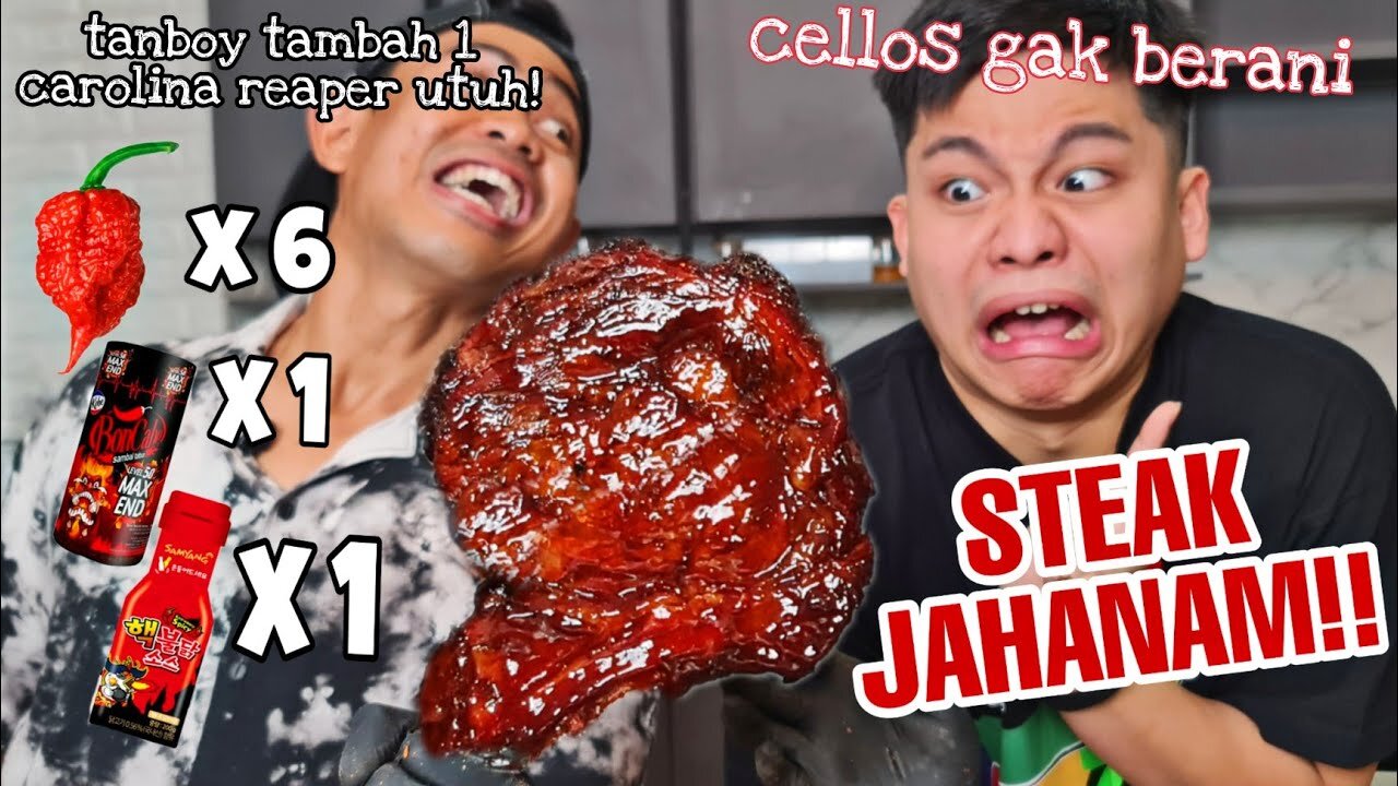 STEAK PAKE 6 CAROLINA REAPER + 1 BOTOL BONCABE LV 50 + 1 BOTOL SAMYANG NUCLEUR! CELLOS TAKUT!!