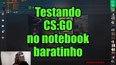 Testando CS:GO no notebook baratinho