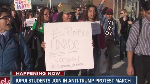 IUPUI students join anti-Trump protest march