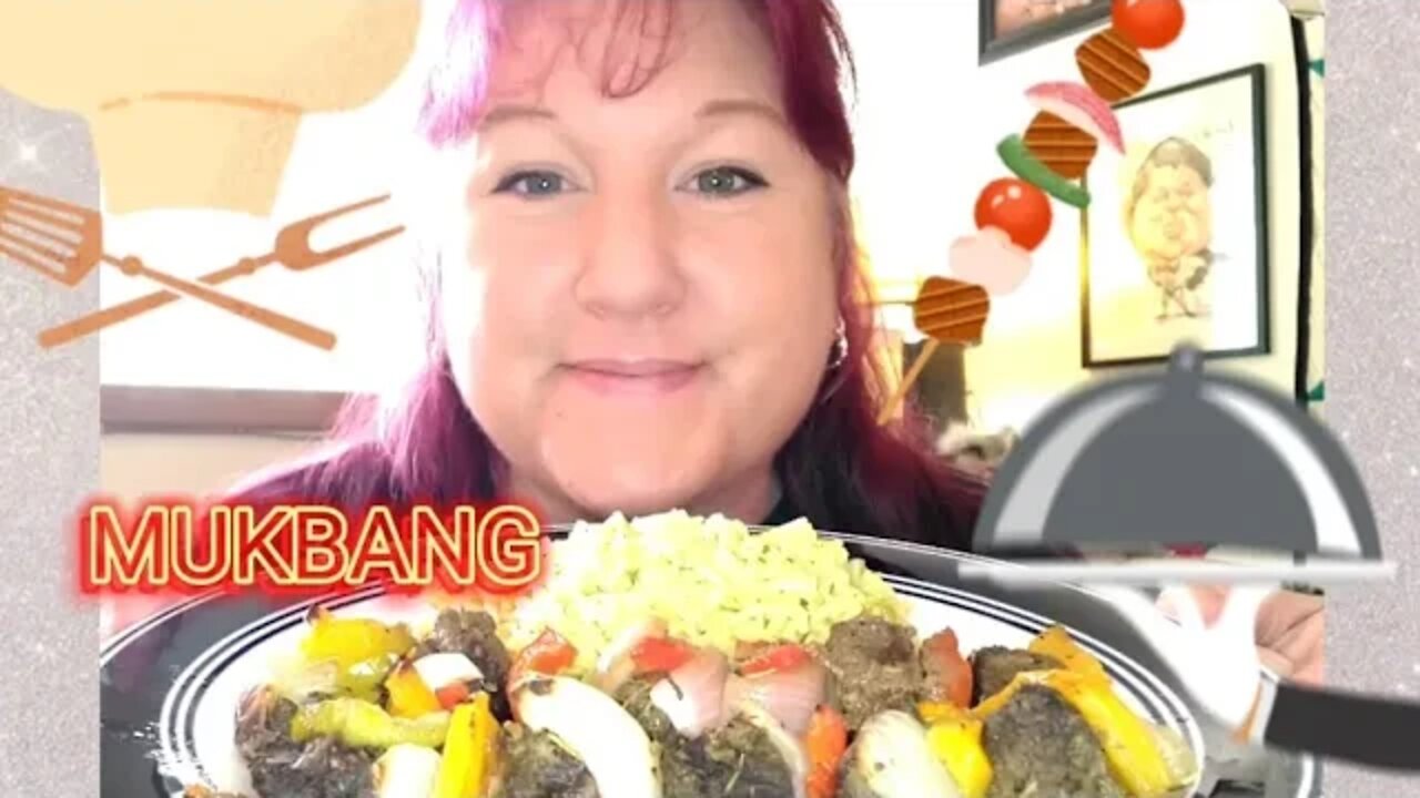 Mukbang Home Made Beef Kabobs & Rice #mukbang #eatwithme