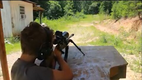 My 11y/o firing a .300 WMR at 100 yards